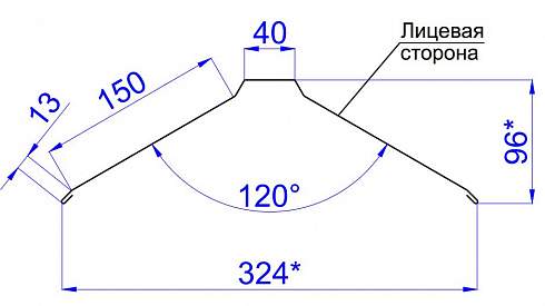 Планка конька плоского 150х150х2000 (PURMAN-20-RAL8017-0.5)