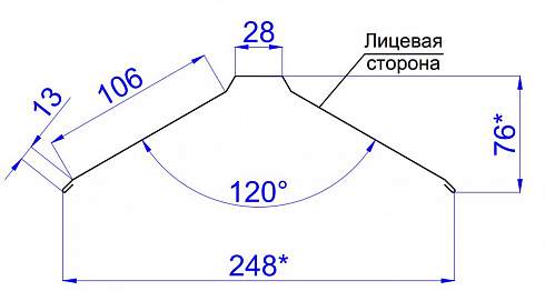 Планка конька плоского 120х120х2000 (ПЭ-01-RAL5005-0,45)